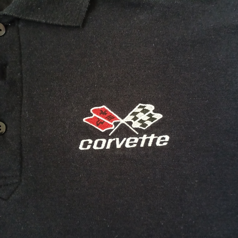 VTG Corvette Black Polo Shirt Stitched Large Ultra Club